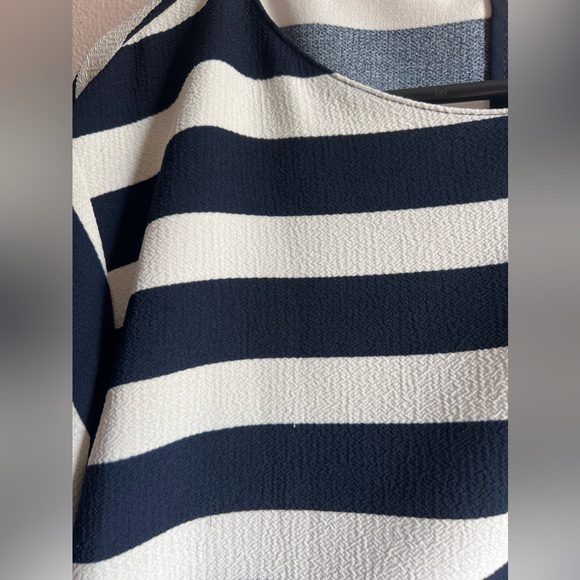 Zara Navy White Striped Blouse - Picture 7 of 12